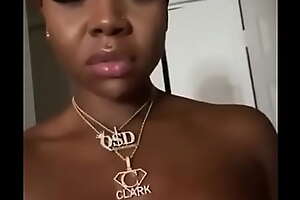 Ebony black beauty @iamkizzdaniella flaunting her boobs on cam