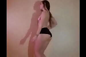 Amateur Brunette Dances And Strips To Nude Bruce Springsteen-She's The One