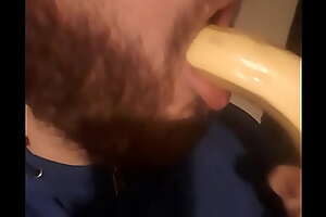 Guy deepthroats a banana pt 5