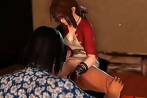 Aerith final fantasy cosplay game girl having sex with a long haired man in hentai video