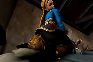 Zelda sits on Link's face
