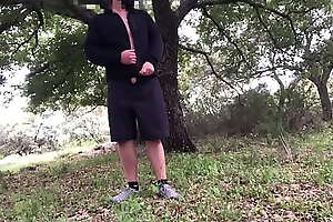 Risky daytime jerk off and cum in the park