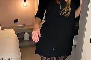 naughty business trip - boss fucks secretary in sexy pantyhose and heels in the hotel room, businessbitch