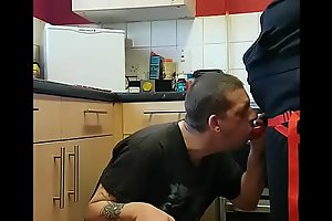 girlfriend surprises bisexual boyfriend with a strap-on assfuck in the kitchen