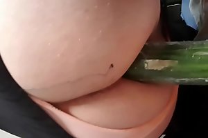 Solo Teen Boy Fucks a Cucumber in Pantyhose