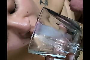 Submissive Cumslut Amy Takes Brick Sancho's Cum in a Glass